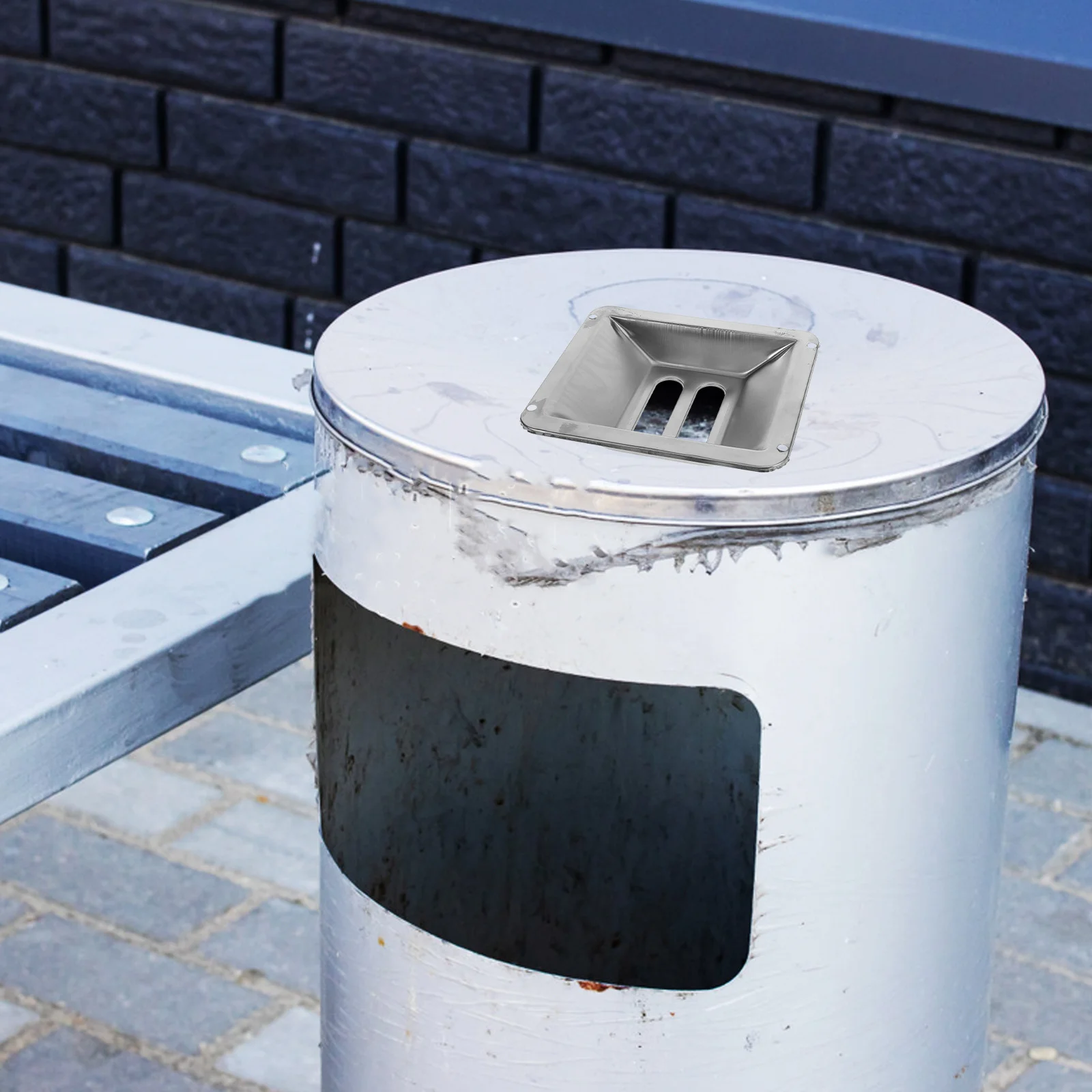 

Stainless Steel Dual Slot Outdoor Ashtray Ash Holder Trash Can Cigarette Butt Container Metal Garbage Can Ashtray Durable