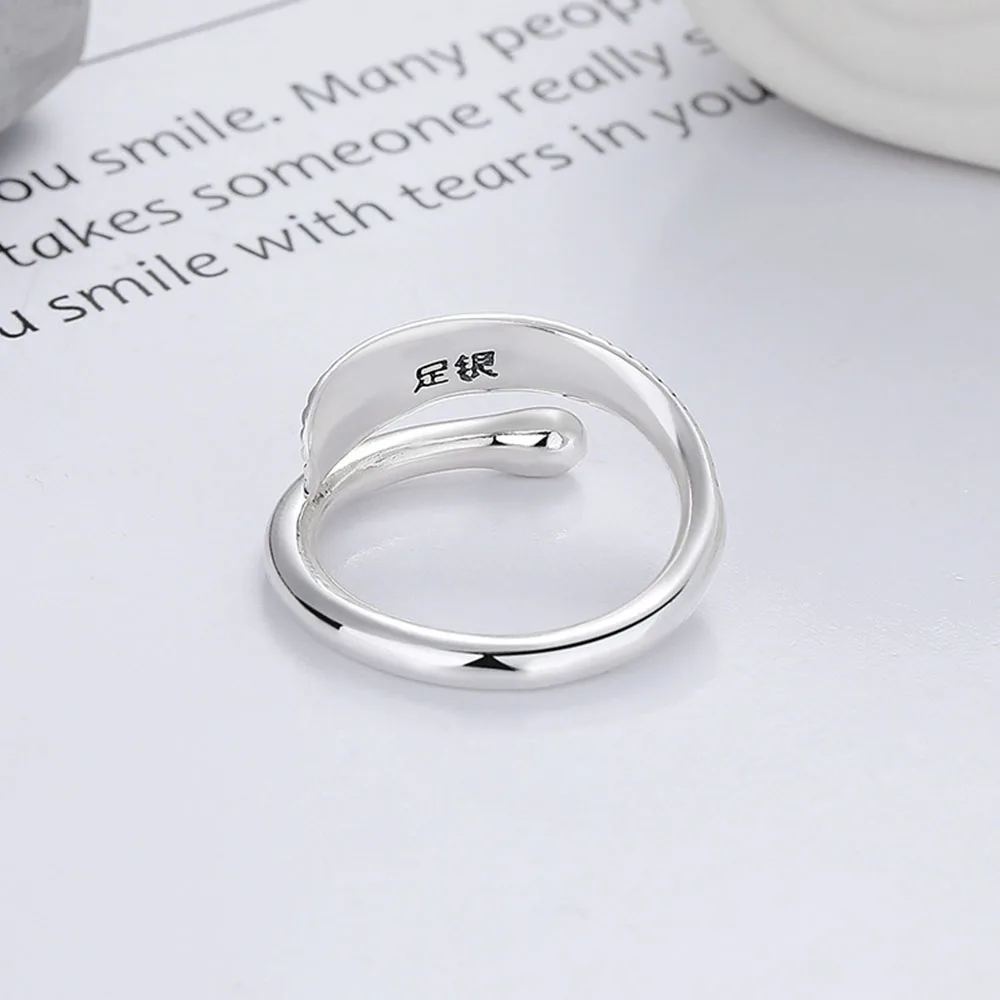 S925 Sterling Silver Geometric Irregular Feather Opening Women's Ring Fashion Charm Small Group Design Sense Index Finger Ring