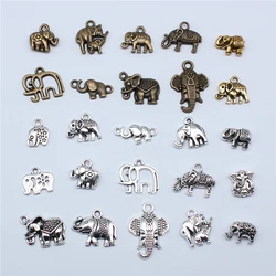 20pcs Elephant Charms For Jewelry Making Elephant Beads Antique Bronze Silver Color Antique Jewelry Making DIY Handmade Craft