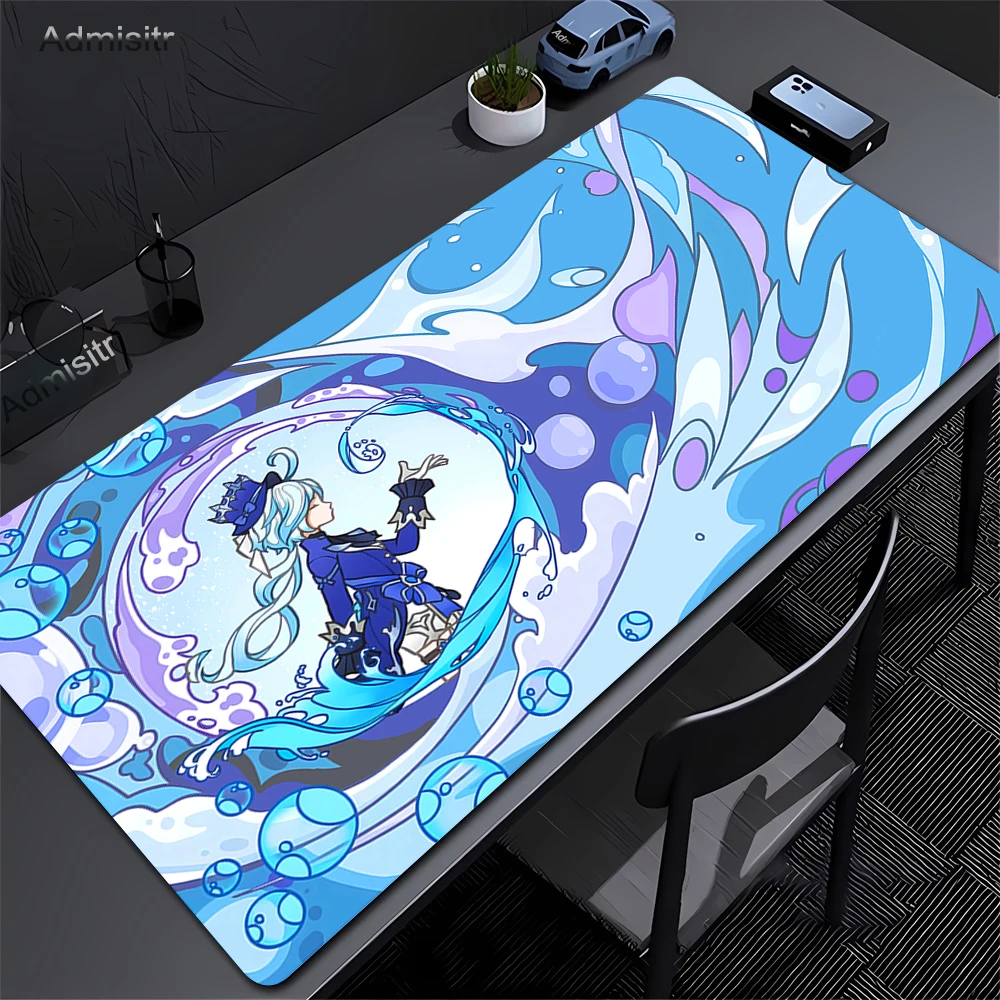 แผ่นรองเมาส์ Genshin Impact Raiden Shogun แผ่นรองเมาส์ แผ่นรองโต๊ะพร้อมแผ่นรอง อุปกรณ์เสริมสำหรับเล่นเกม แผ่นรองคีย์บอร์ด Prime Gaming XXL