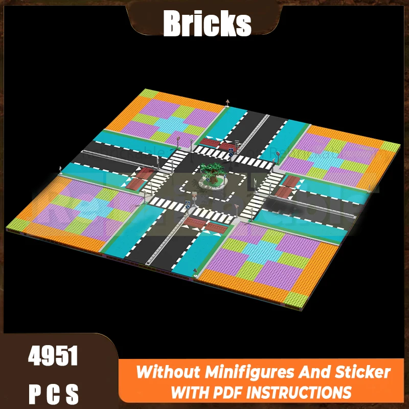 

Изысканный новый продукт MOC, строительные блоки, модель с видом на улицу, круглая пересечение, модульная детская игрушка, подарок, набор для сборки «сделай сам»