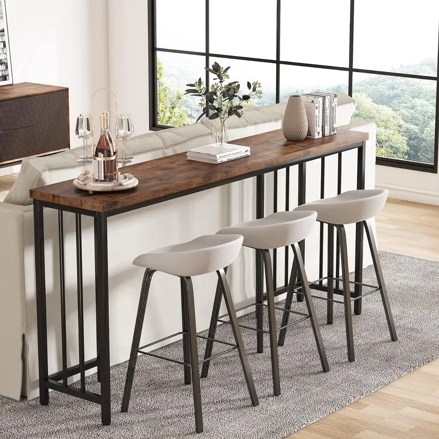 

l # 70.9 Inch Extra Long Entryway Table, Industrial Narrow Long Sofa Table Console Table Behind Couch for Living Room, Hallway