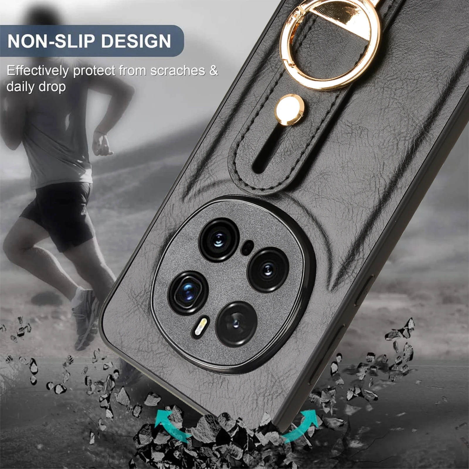 

Luxury Wristband Leather Stand Case for Honor Magic 7 6 X60 X9C X5B Pro Lite 5G Cover With Ring Opener