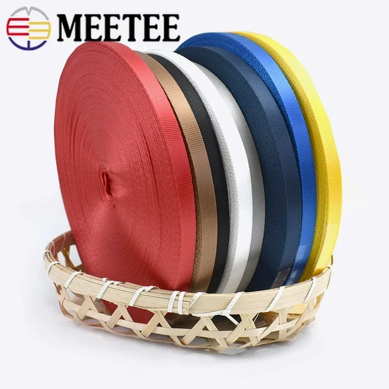 45Meters Meetee 10mm Colorful Nylon Webbing Ribbon Straps Bias Tape for Handmade Work Cards Strap Clothing Sewing Accessories