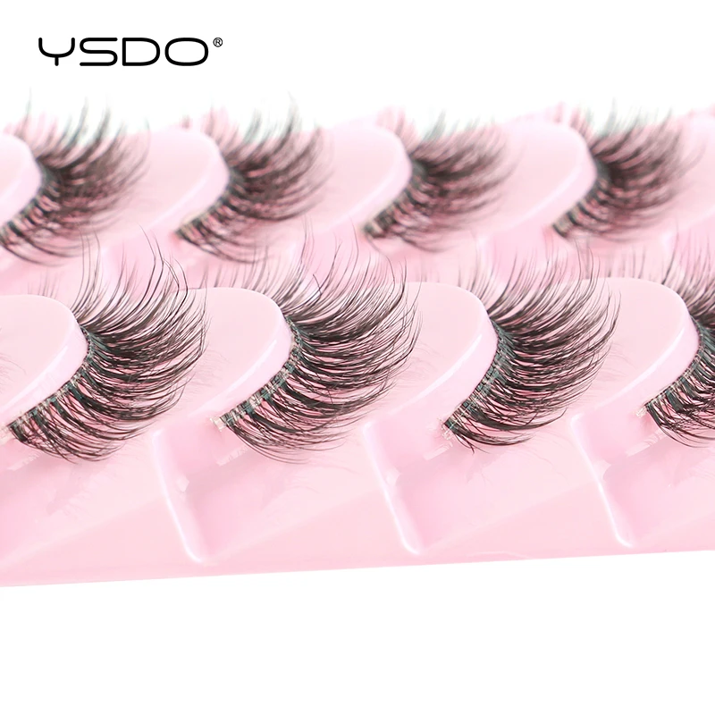 YSDO Manga Wimpern 5/10 Paar natürliche volle falsche Wimpern 3D Nerz Wimpern Extensions Cat Eye gefälschte Wimpern Faux Cils Make-up-Tools