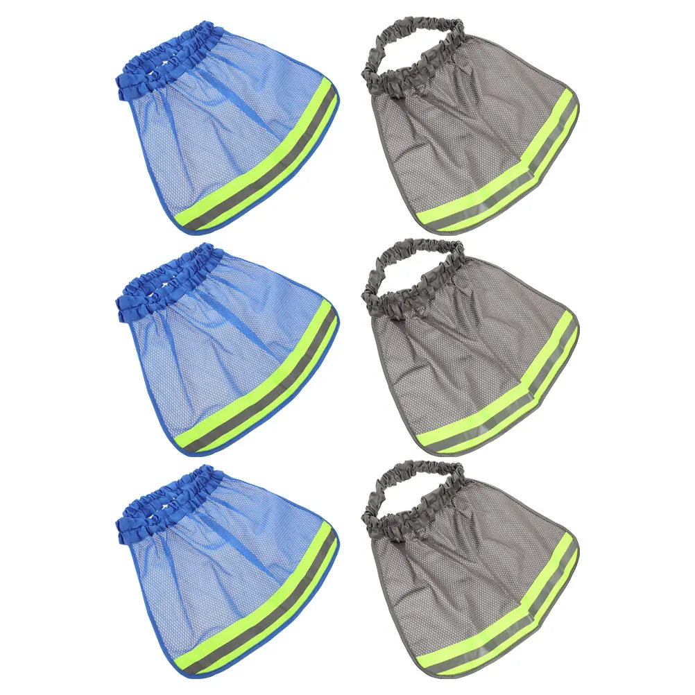 

6pcs Reflective Safety Cover Mesh Design Construction Workers Hard Hat Neck Shade Sun Protection Gear Brim Accessories
