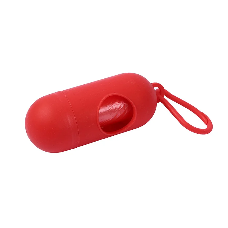Portable Pet Waste Bag Dispenser Pill Shape Bullet-Shaped Garbage Box Cats Dogs Poop Extractive Clean-up Bags Outside Walking
