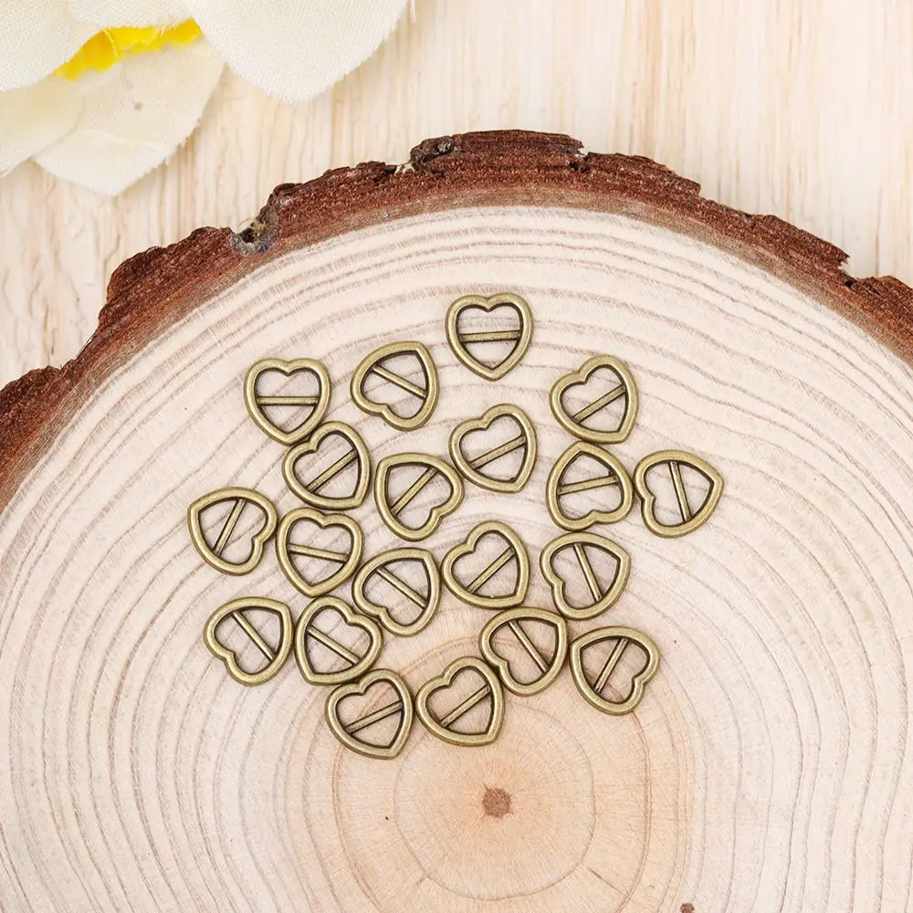 20/40pcs 4 Colors Heart Shaped Girls  Tri-glide Buckle Belt Buttons  Bags Accessories Diy Dolls Buckles