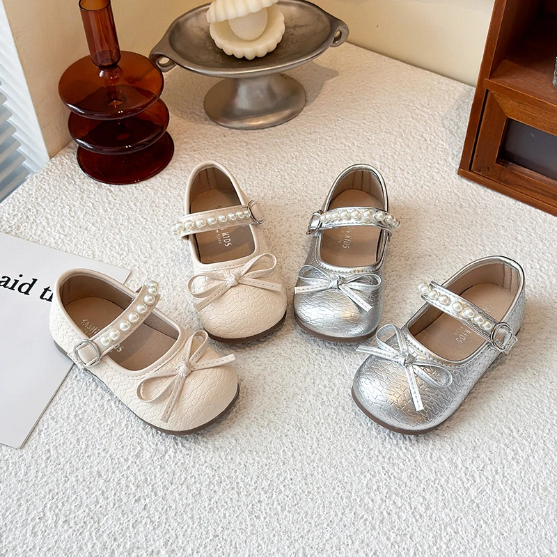 

New Spring Autumn Children Causal Princess Shoes Sweet Bowknot Girls Fashion Leather Shoes Ballet Performance Kids Flat Shoes