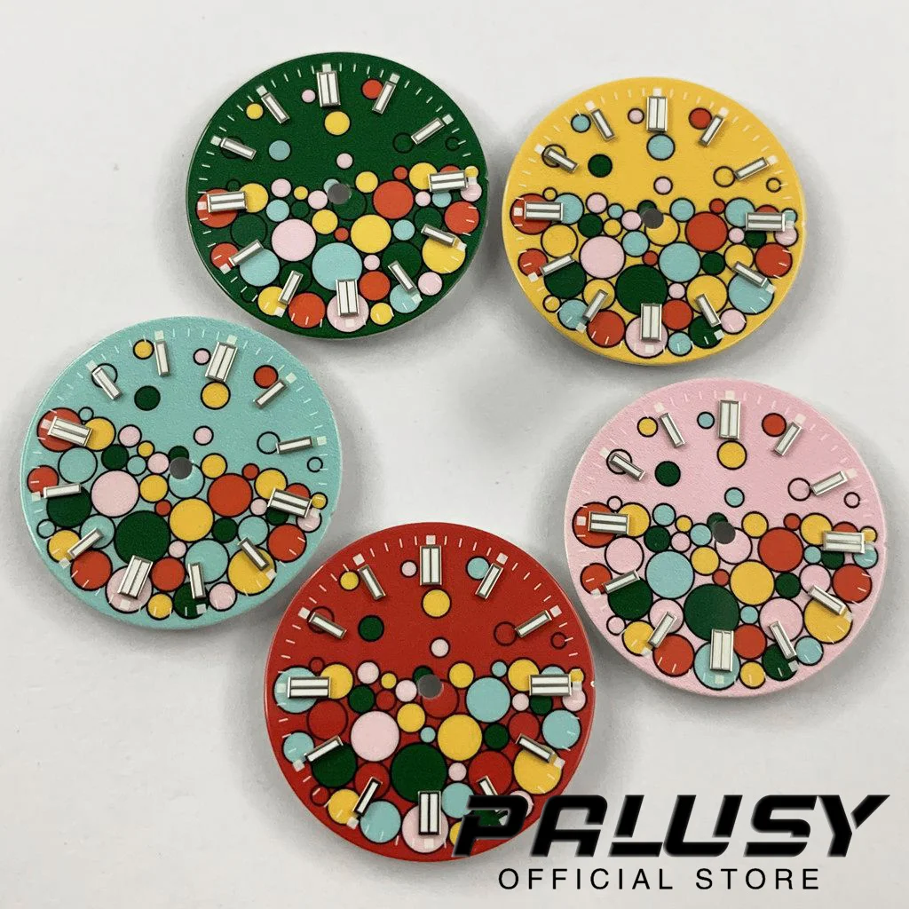 29mm Sky Blue Green Pink Yellow Red Watch Dial Luminous Watch face Fit NH35 NH36 PT5000 ETA 2824 2836 Miyota 8215 821A Movement