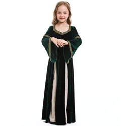Vintage Court Dress Cosplay Middle Ages queen Halloween kid girl Carnival Party Dress Retro Gothic Dress