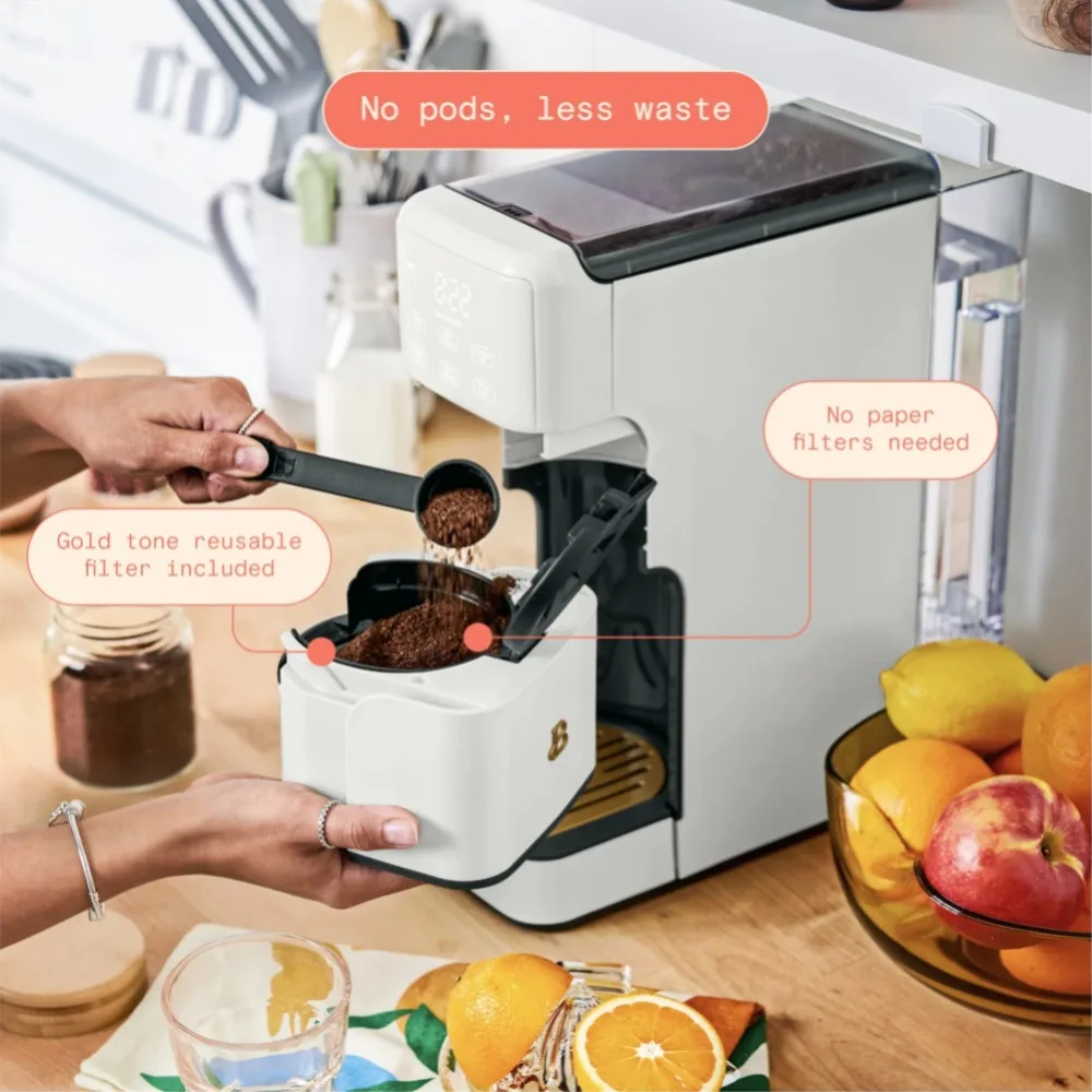 Programmable Single Serve Coffee Maker, White Icing by Drew Barrymore