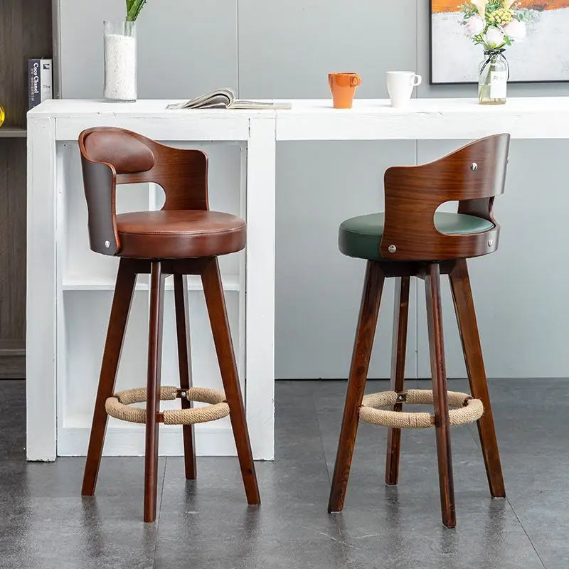

Color Fabric Custom Wooden High Bar Stool Counter Wooden Bar Stool Chair Pu Leather Chair Modern Bar Stool With Back