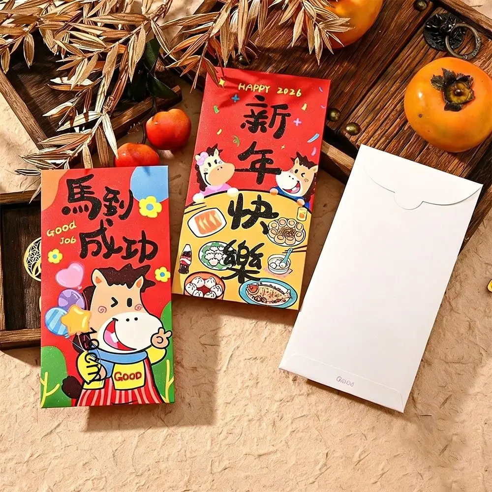 

6Pcs New Lucky Red Envelopes New Year Blessing Shiny 2026 Luck Money Bag Chinese Style Cash Gift Envelopes Year of The Horse