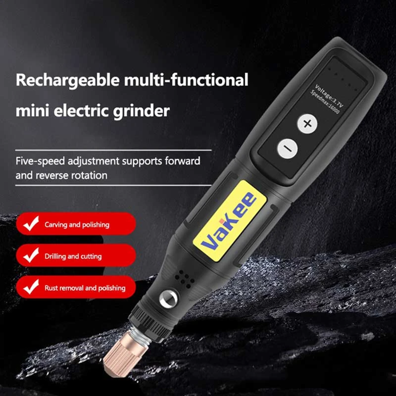 Mini Electric Grinder Wireless Mini Handheld Drill Woodworking Engraving Derusting Polishing Rechargeable Five Speed Regulation