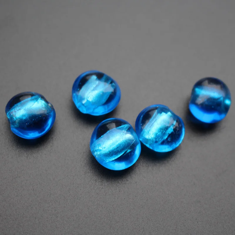 10Pieces /lot 12mm Lampwork glass beads Round Flat Foiled Multi-Color  for jewelry &DIY Craft