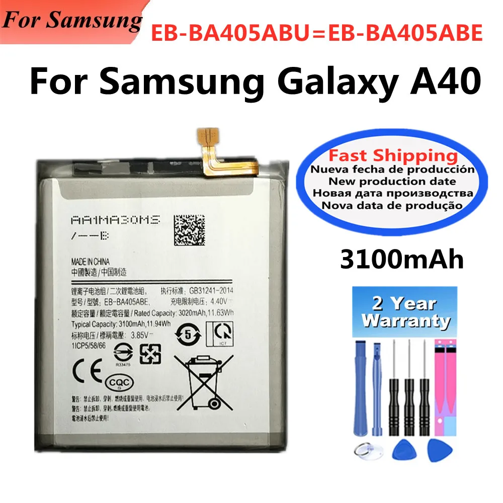 Image of Direkt ab Werk! EB-BA405ABE EB-BA405ABU Akku für Galaxy A40 2019 SM-A405FM/DS A405FN/DS 3100 mAh Akkus + kostenlose Werkzeuge