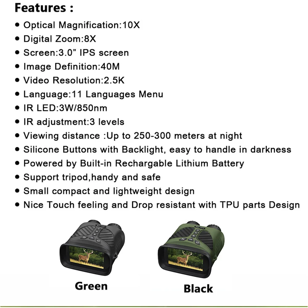 مناظير كاميرا 2.5K 10X زووم بصري 3in شاشة تكبير رقمي للتخييم مناظير رقمية مناظير كاميرا #4