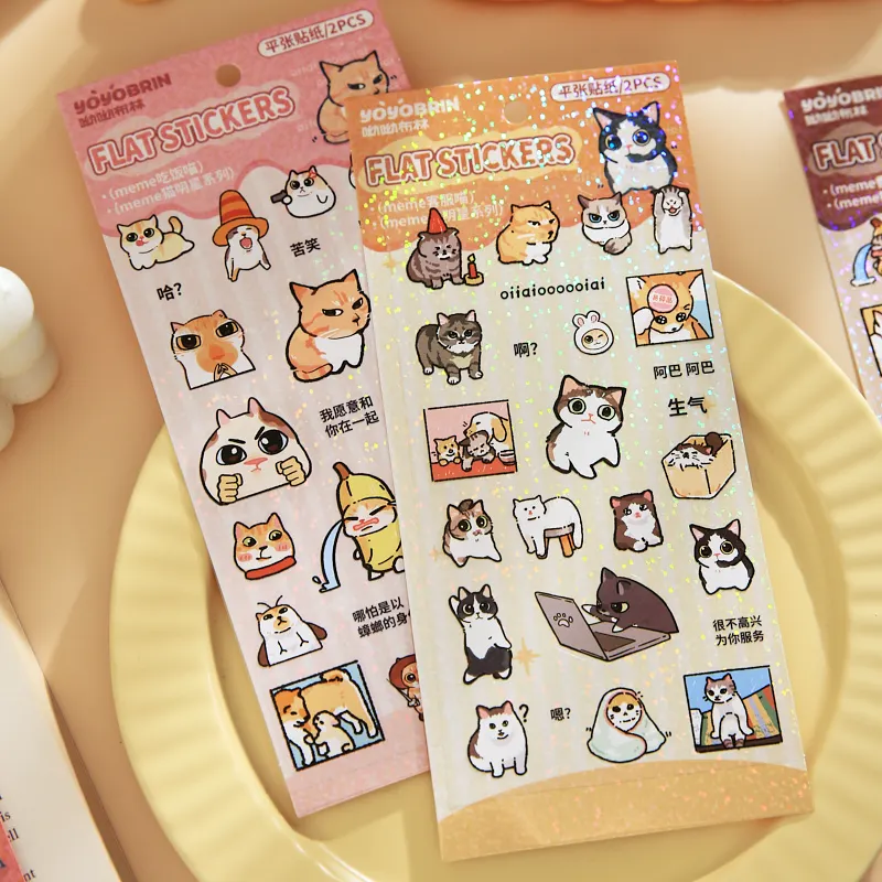 

2 шт., милые забавные наклейки из ПВХ с котенком, сделай сам, украшение для скрапбукинга, дневник, альбом, компьютер, гитара, багаж, канцелярские наклейки