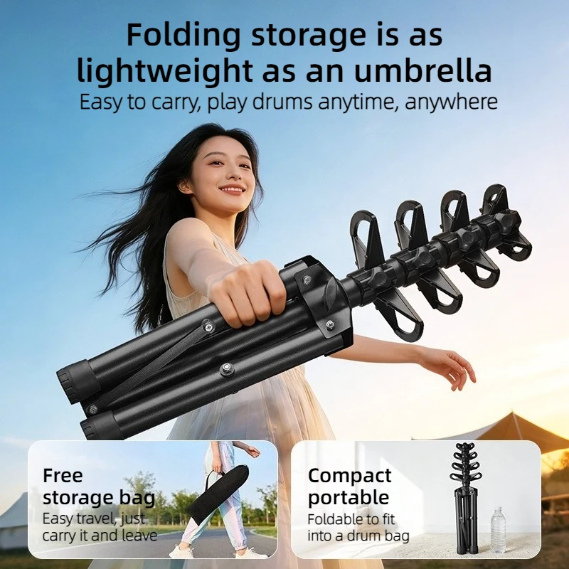 8-14 Inches African Drum Stand Portable Non-slip Stable Adjustable Foldable Adult Djembe Stand Musical Instrument Accessory