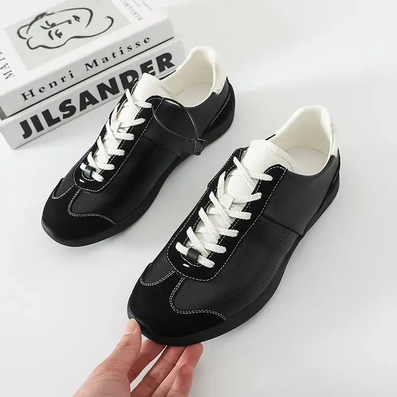 Ballet Deoxynucleotide Series Men's Running Shoes Vintage Top Layer Cowhide Suede Splicing Thin Bottom Sport Casual Shoes