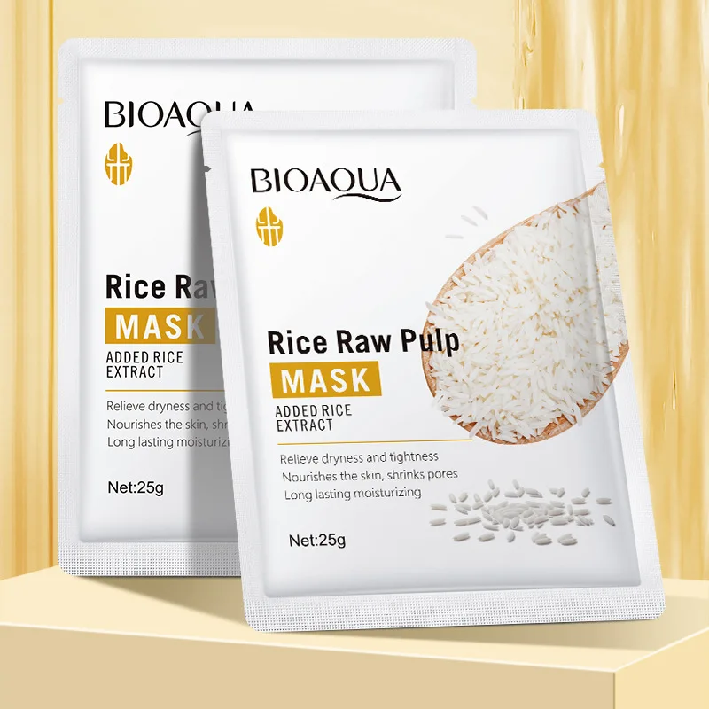 12PCS rice raw paste mask skin care, moisturizing beauty skin mask beautiful skin facial nursing