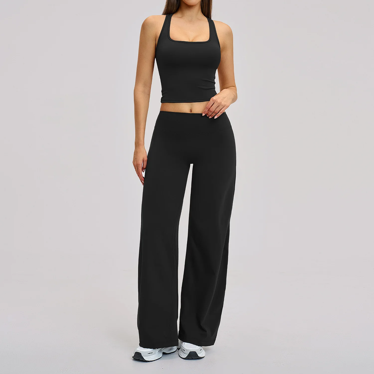 Maxdutti Shaving Exercise Set, Tight Fitting Back Exercise Fitness Set, Outdoor Leisure Running Yoga Set Woman Clothes Pant Sets