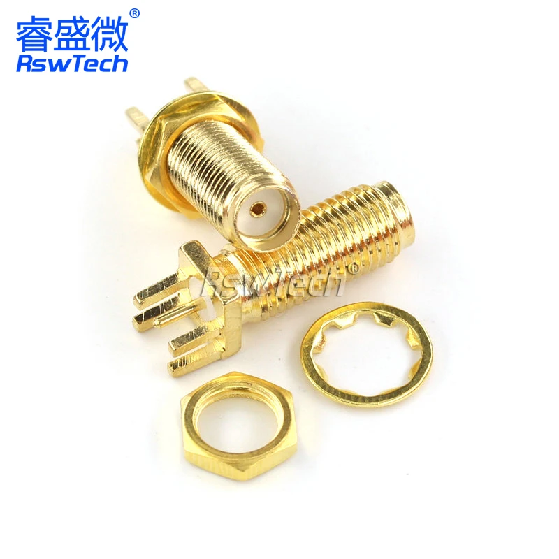 SMA-KE Striaght 28.5MM Female Jack Adapter Solder Edge PCB Mount RF Copper Connector