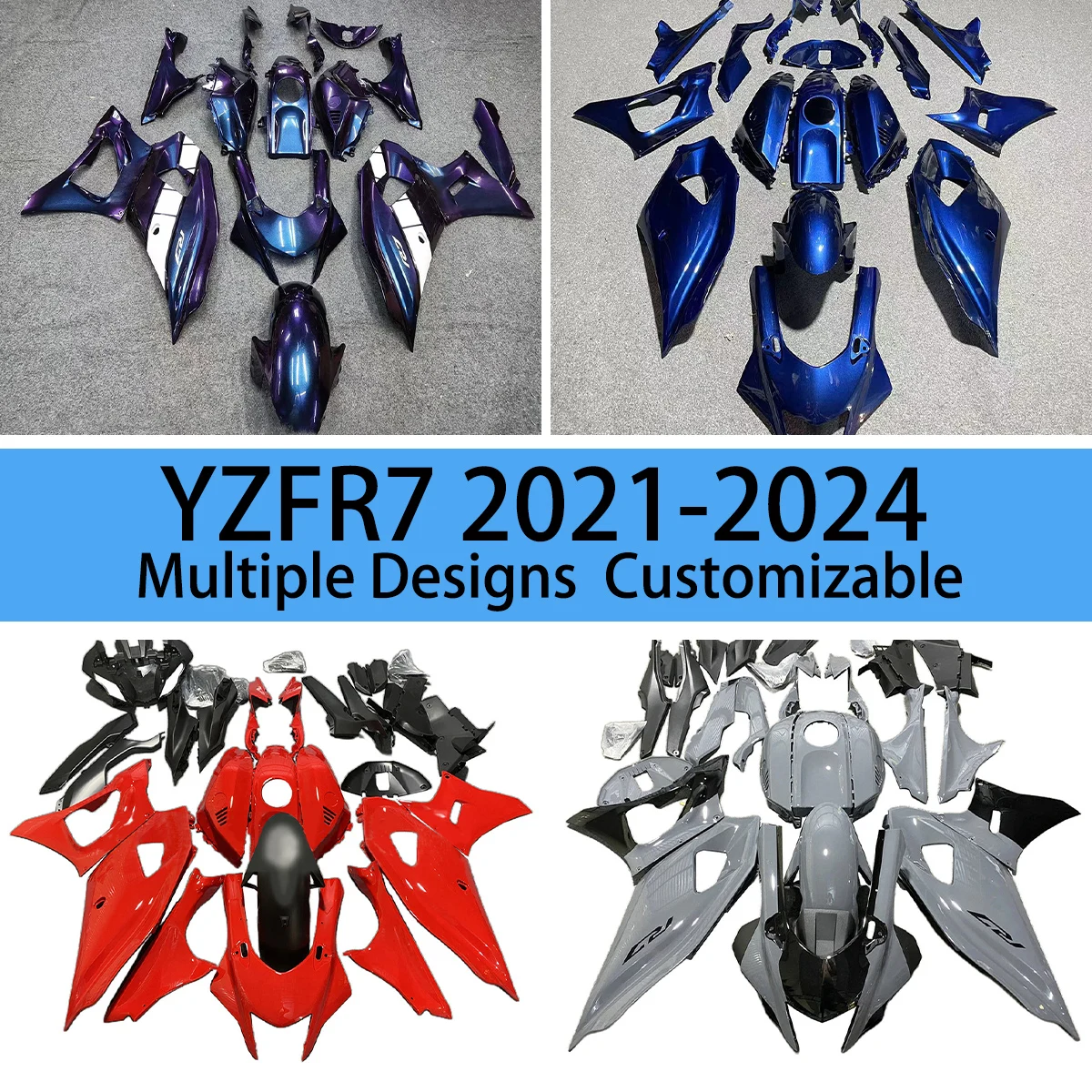 

Для YAMAHA YZFR7 2021 2022 2023 2024, комплект обтекателей из АБС-пластика YZF R7 21-24, послепродажный рынок мотоцикла, обтекатели из АБС-пластика, комплект деталей кузова