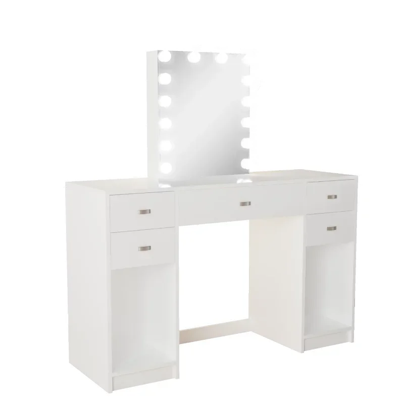 Ember Interiors Candace Modern Painted Vanity Table, USB Port, Lights, for Bedroom makeup table vanity desk