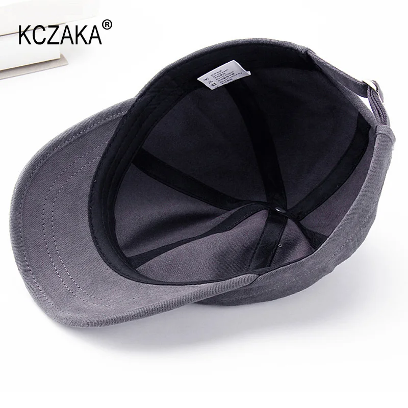 5cm Short Brim Baseball Cap for Men Casual Soft Top 6 Panels Cotton Snapback Caps for Women Solid Short Billed Umpire Dad Hats