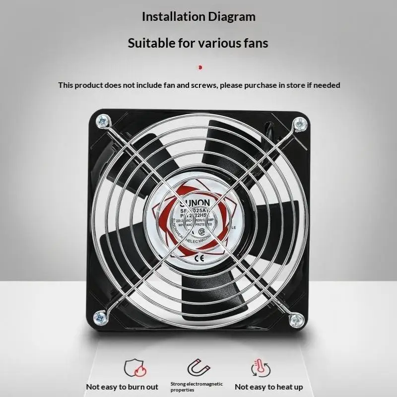 5 Stück Multi-Größen Kühlerventilator-Gitter Metall-Eisengitter 60-150mm für PC-Gehäuse Server-Lüfter Staubschutz – Detail 12