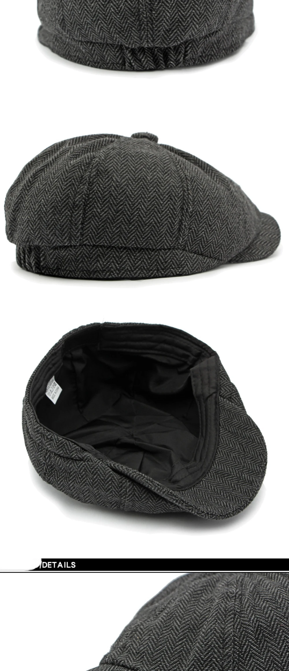 HT4608 Baskenmützen für Männer und Frauen, Künstler- und Maler-Baskenmütze, achteckige Baskenmütze, gestreifte Ivy-Flachmütze für Herren und Damen, Baskenmützen für Frühling, Herbst und Winter. – Detail 13