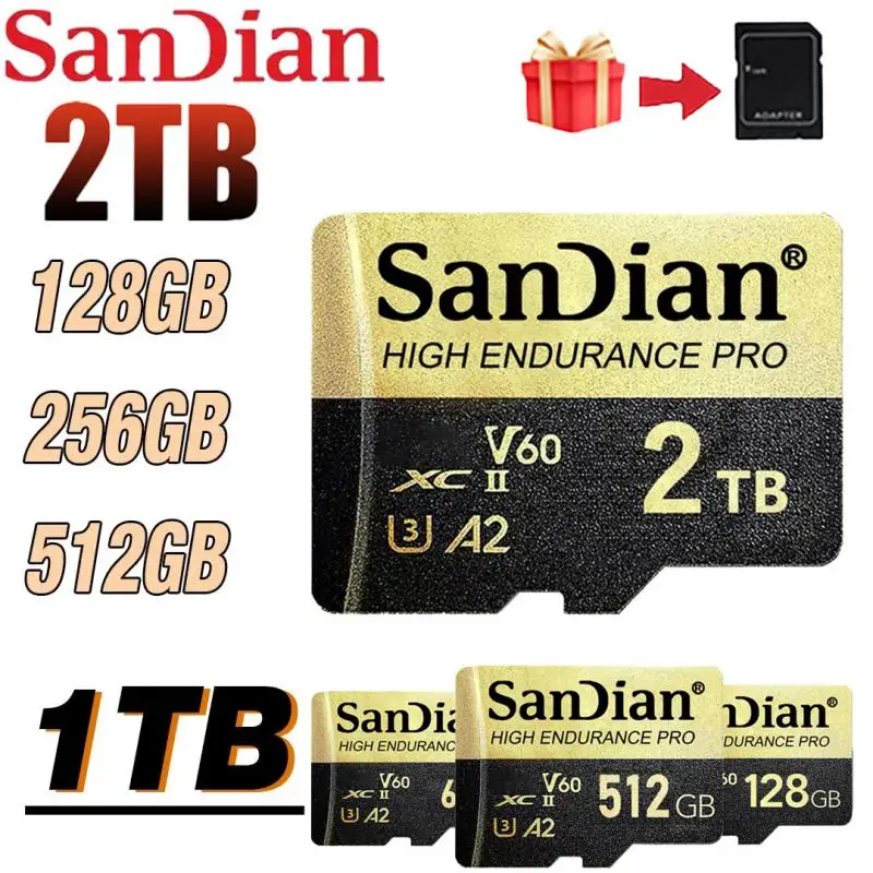 Kartu memori SD 2TB 1TB, kecepatan tinggi kualitas tinggi Class10 A2 64GB untuk ponsel 2024