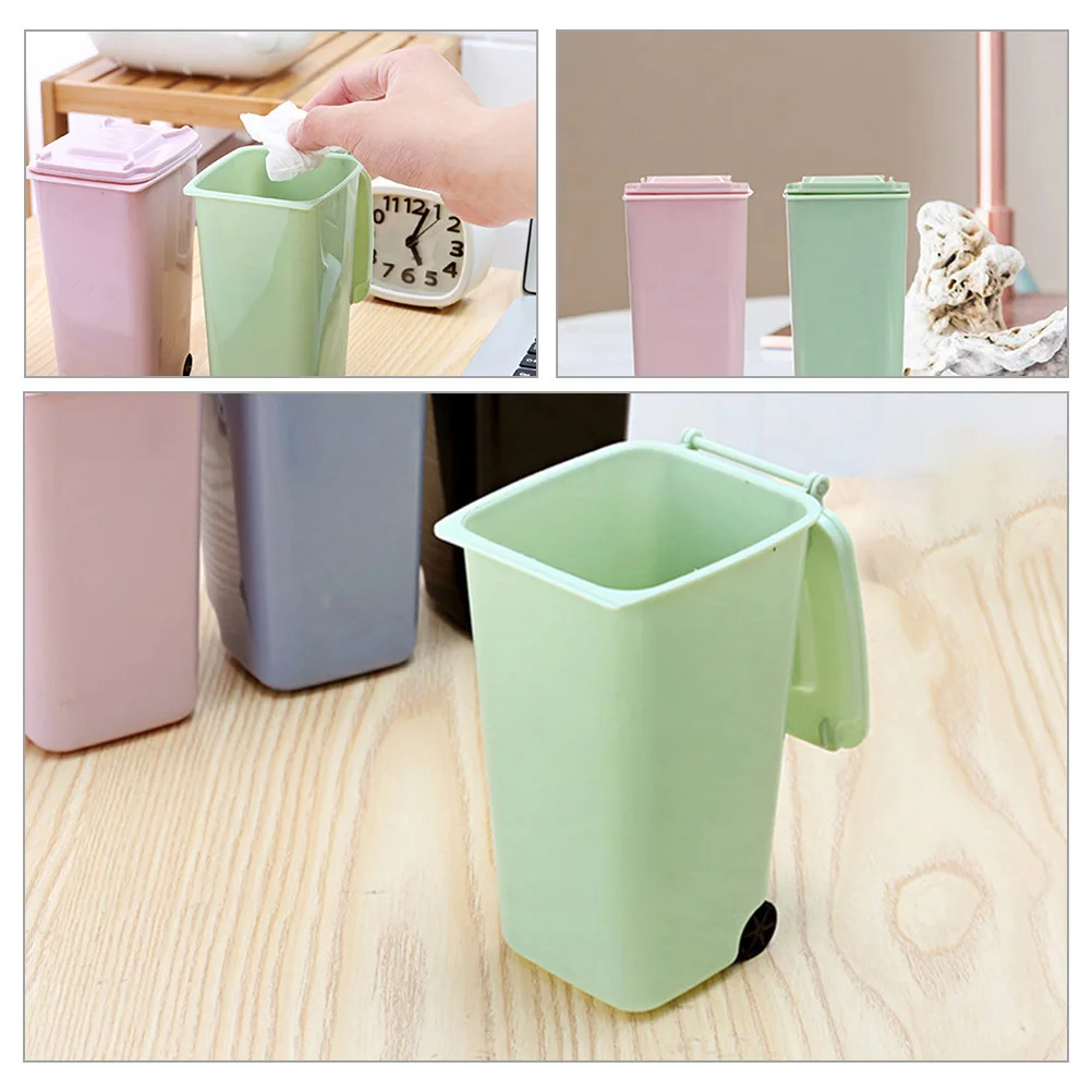 

3pcs Desktop Trash Can Mini Pp Material With Lid For Office Home Small Garbage Bucket Waste Storage Holder Pen Organizer