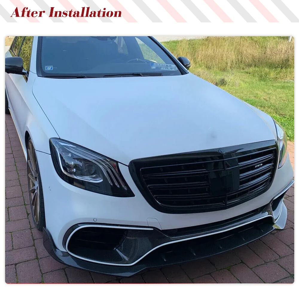 In fibra di carbonio auto anteriore mento Spoiler Lip Guard anteriore Vent decorazione per Mercedes Benz classe S W222 S63 S65 AMG berlina 2018 2019