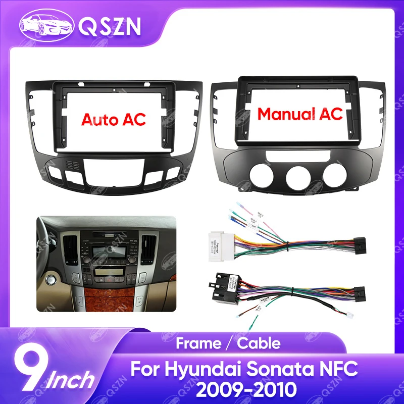 

QSZN 9Inch Car Radio Frame Fascia Panel Kit For HYUNDAI SONATA NFC 2009-2010 ABS PC Plastic Fascia Dashboard Matten Black