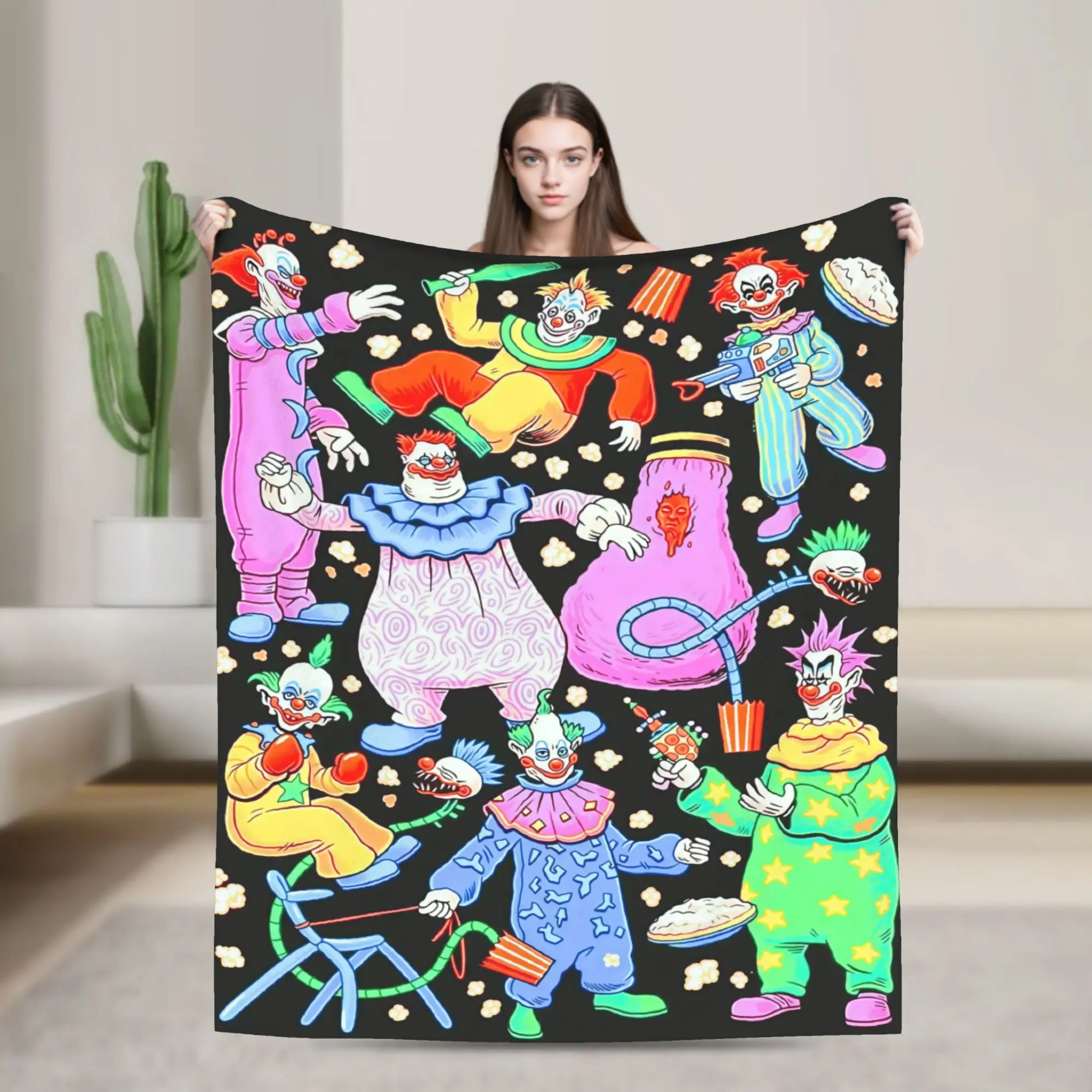 Killer Klowns From Outer Space Wax Blanket  Decorative Flannel Bedding Throws For Outdoor Soft Custom Quality Bedspread Gift