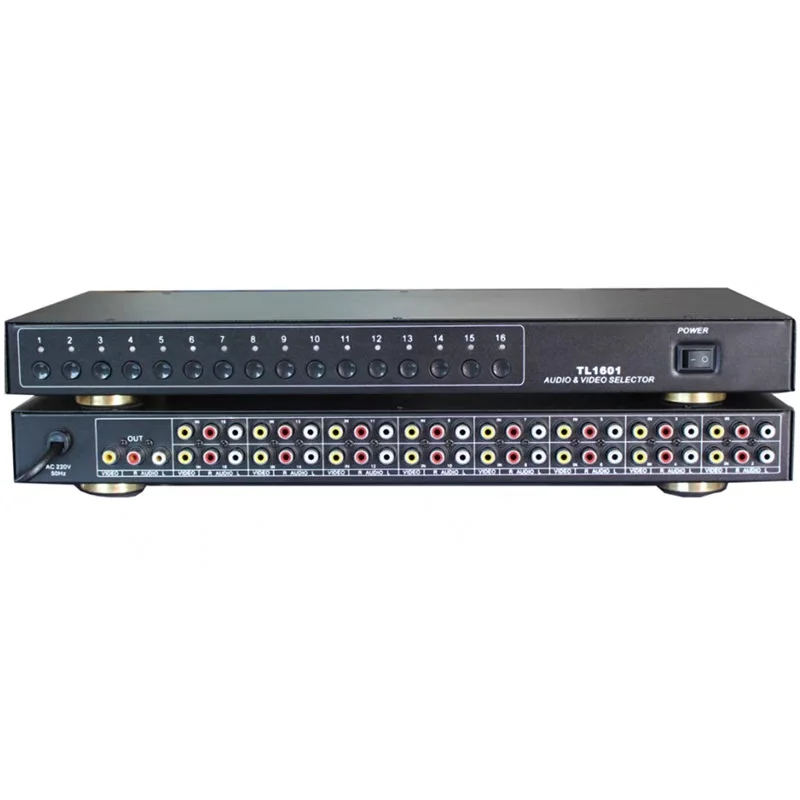 16CH Audio Video Selector 16 Inputs 1 Outputs Video Switcher AV Selector