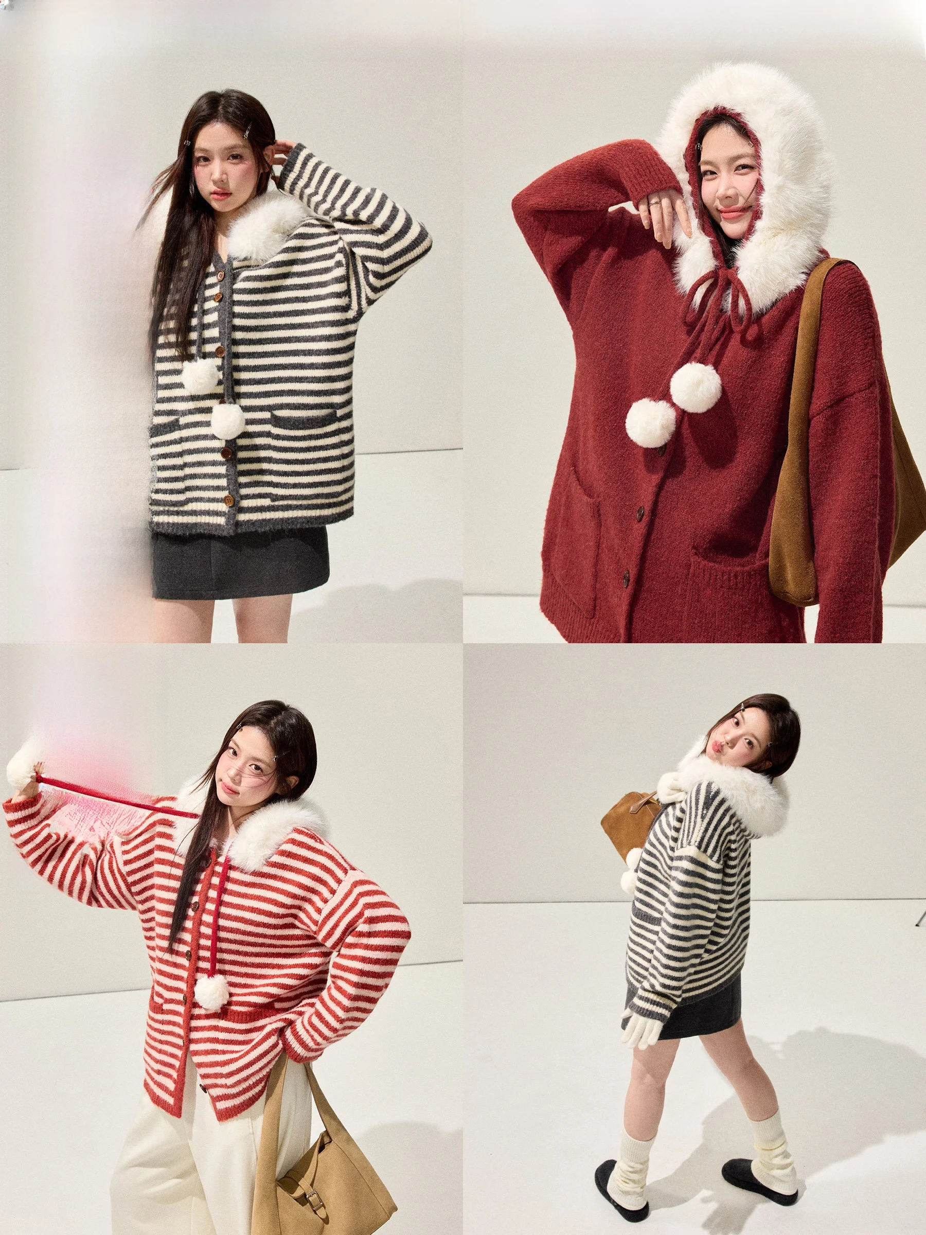 

Jiu Workop "Under the Cisas Tree" plus Size Furry Patchwork Knitwear Large Coat for Plump Women Comfortable Fit