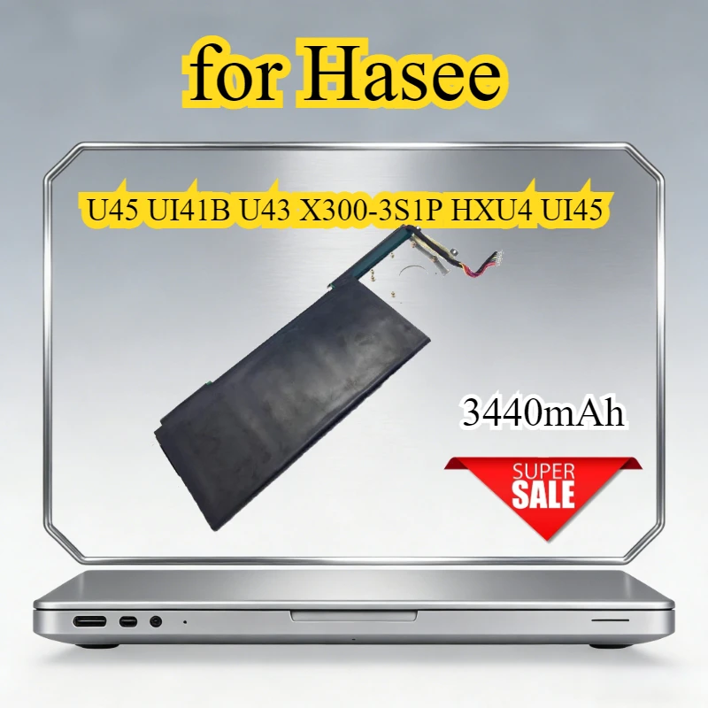 

3440mAh Replacement Laptop Battery for Hasee U45 UI41B U43 X300-3S1P HXU4 UI45 Bateria 11.1V