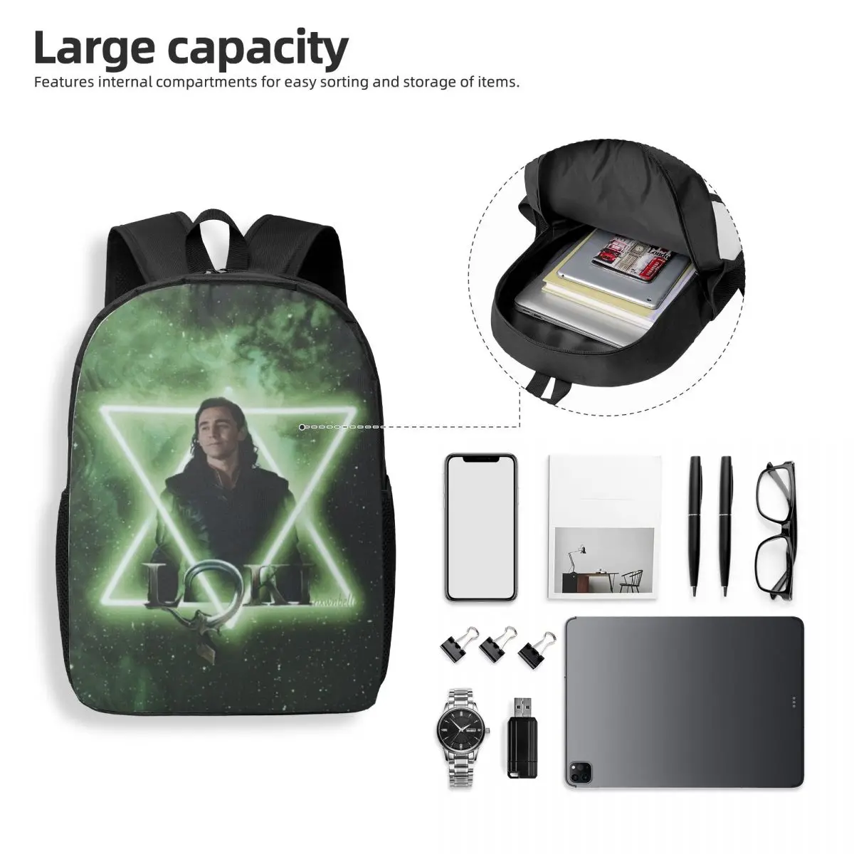Marvel Loki 17-Inch Student Backpack - Comfortable and Practical Backpack for Daily Use, School, and Travel