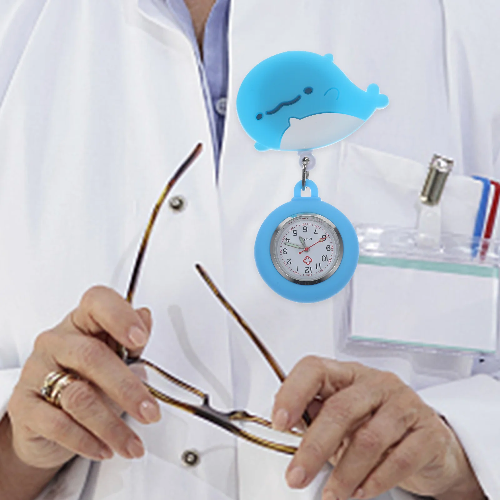 

Nurse Hanging Retractable Watch Silicone Digital Display Cartoon Alarm Clock Nurse Badge Accessories Nursing Pocket Watch