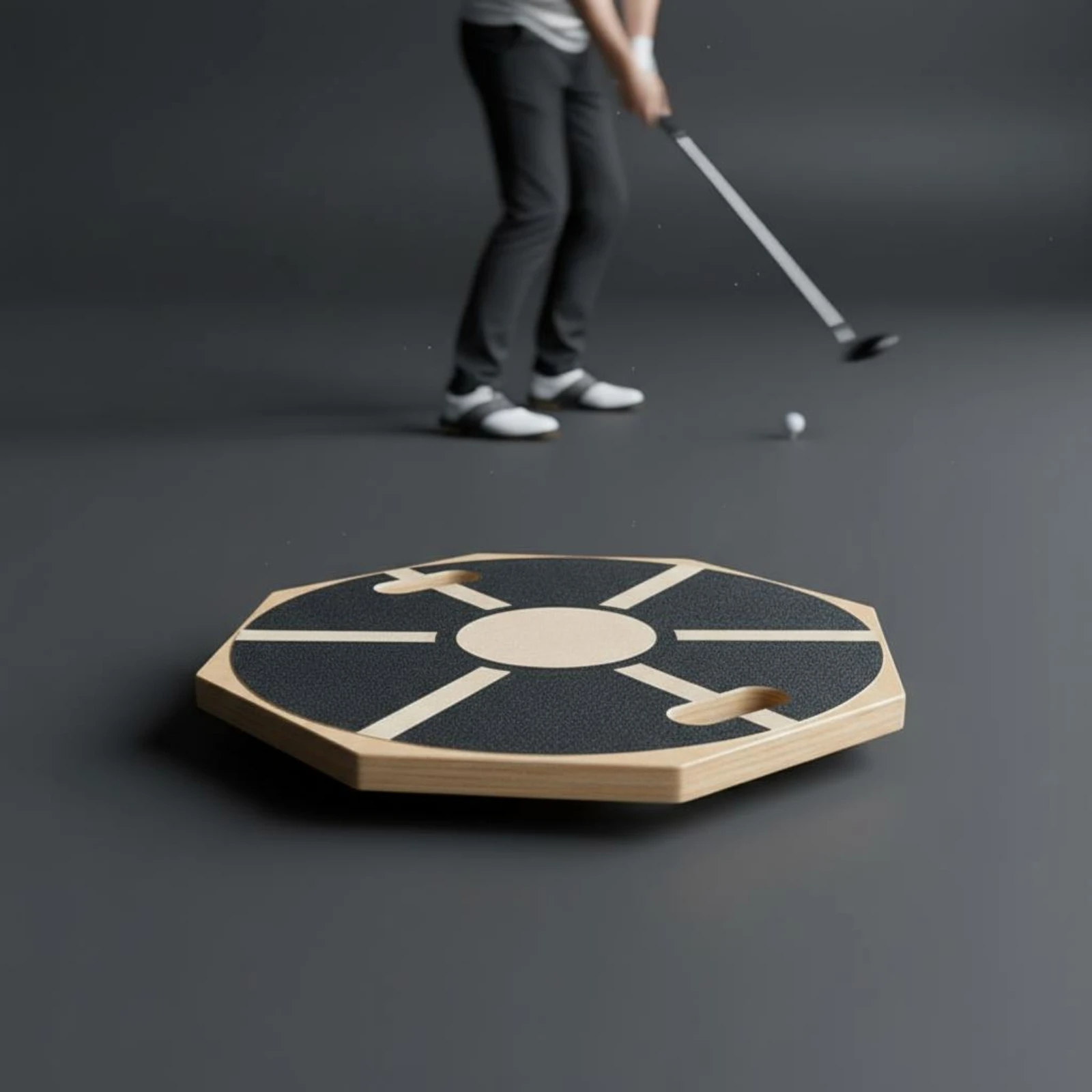 Afbeelding 4: Golf Gewichtsoverdrachtsbord Anti-Backswing Design Golf Swing Balance Board Sporttrainingsuitrusting Stevige houten constructie