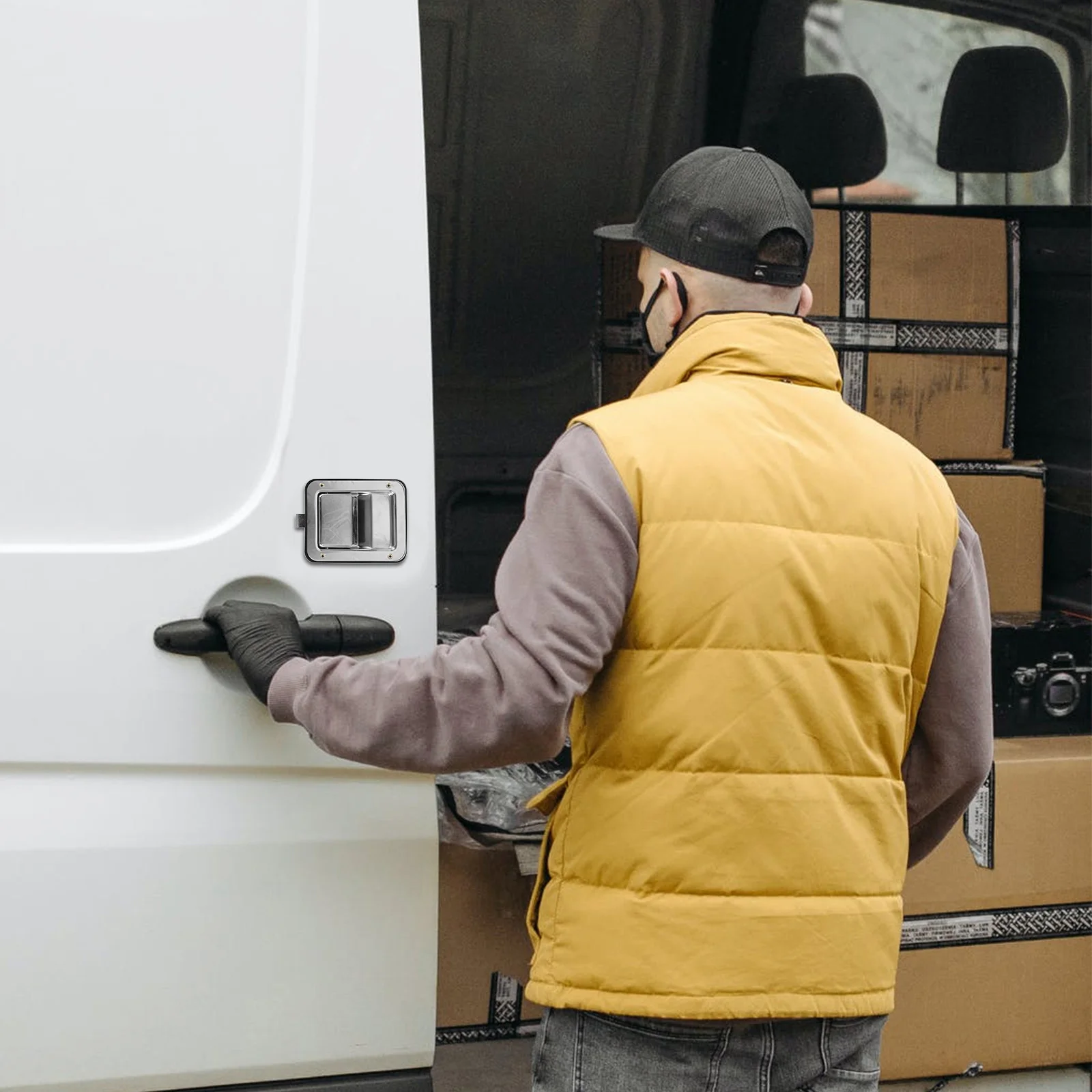 

Stainless Steel Truck Toolbox Latch Inlaid Panel Lock Durable Replacement Paddle Handle for Trailers Rv Utility Vehicles