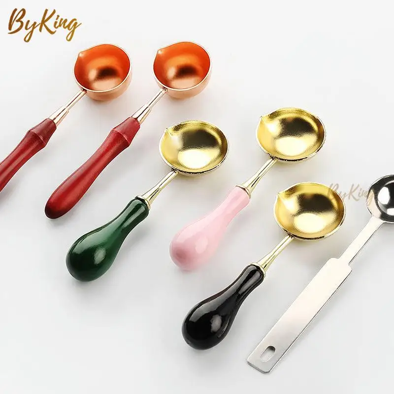 Wax Spoon Sealing Wax Spoon for Seal Stamp Beads Wax Beans Spoon Wax Stamp Wooden Handle Spoon Retro Wax Seal Stamp Wedding