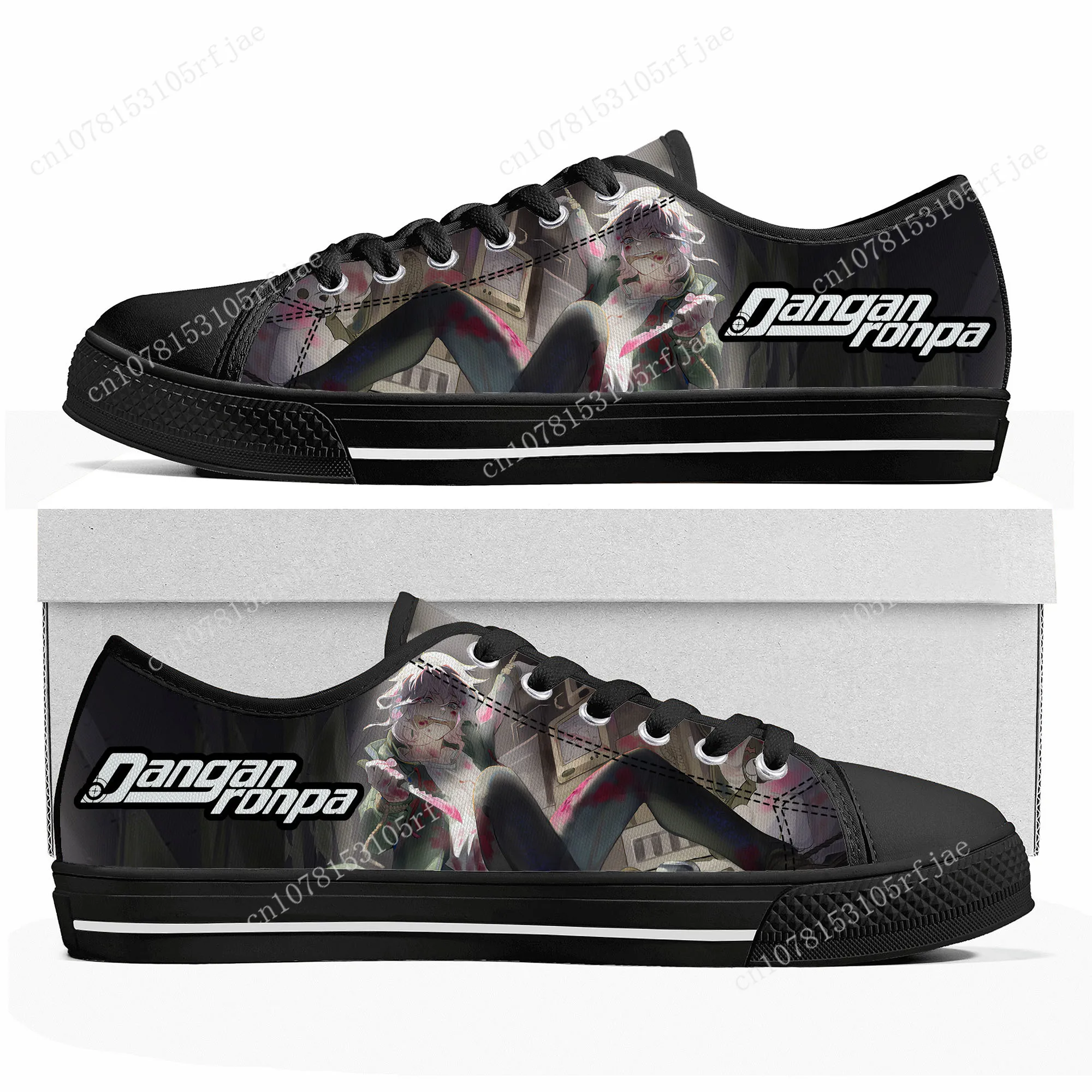 Cartoon Game Danganronpa Komaeda Low Top Sneakers Womens Mens Teenager High Quality Shoes Casual Tailor Made Canvas Sneaker