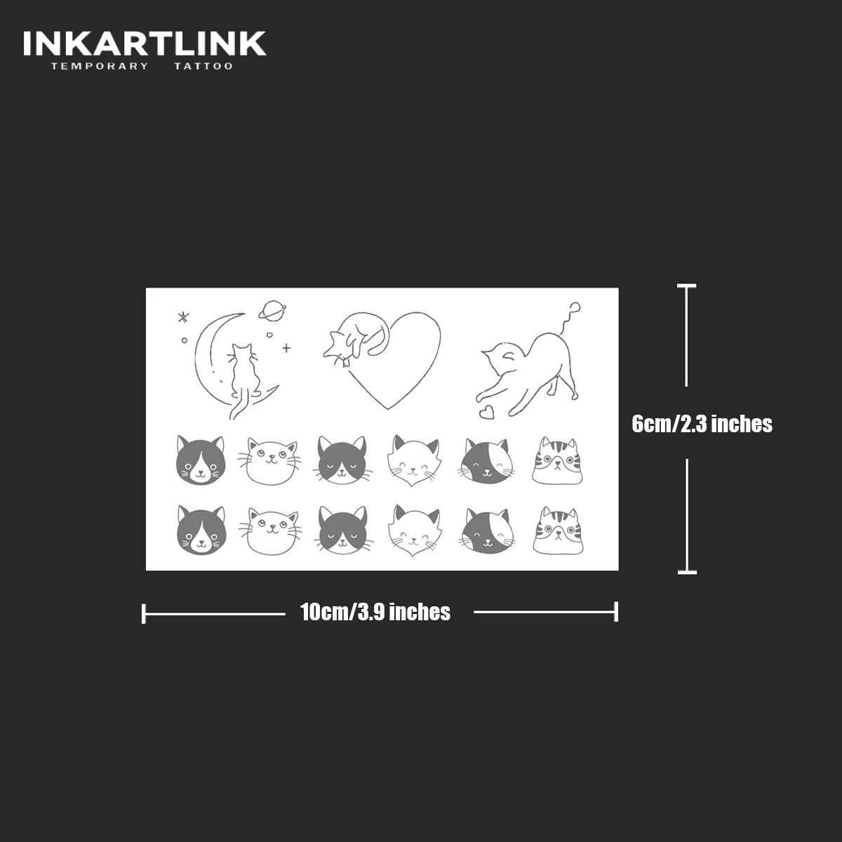 Line kitten  Temporary Tattoo,Lasts To 15 Days New Technology Magic Waterproof Semi Permanent Sticker.