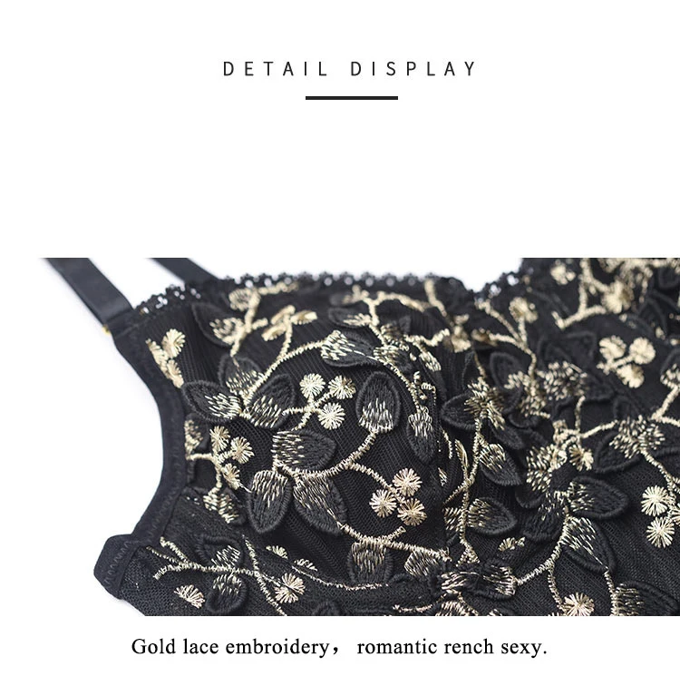 New Embroidery Lace Flowers French Women Underwear Steel Rubber Bone Push Up Bras Sexy Bralette Cute Lingerie Sexy Body Shaping