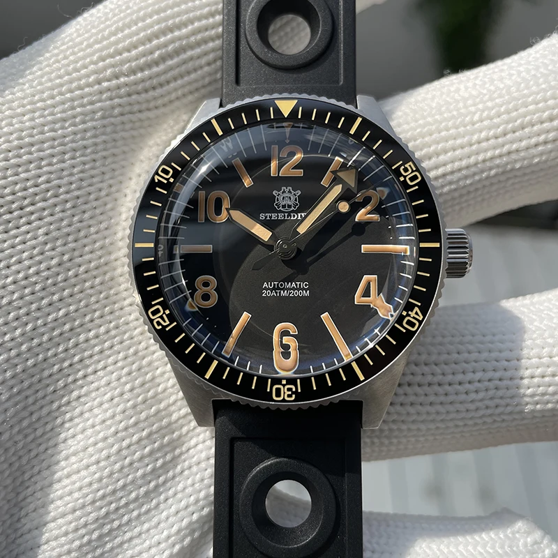 

Мужские часы STEELDIVE для дайвинга, 41 мм, автоматические механические наручные часы, водонепроницаемость 20 бар, C3, светящийся сапфировый циферблат, керамический безель NH35